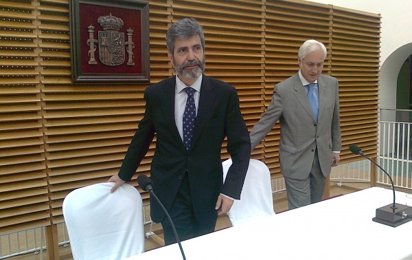 El pte. del TS y del CGPJ, Carlos Lesmes junto al pte. del TSJCyL, José Luis Concepción.