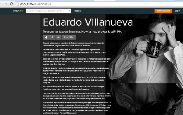 Eduardo Villanueva, en su perfil de about.me