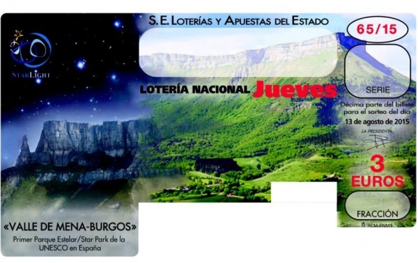 Imagen del boleto de Lotería Nacional dedicado al Valle de Mena.